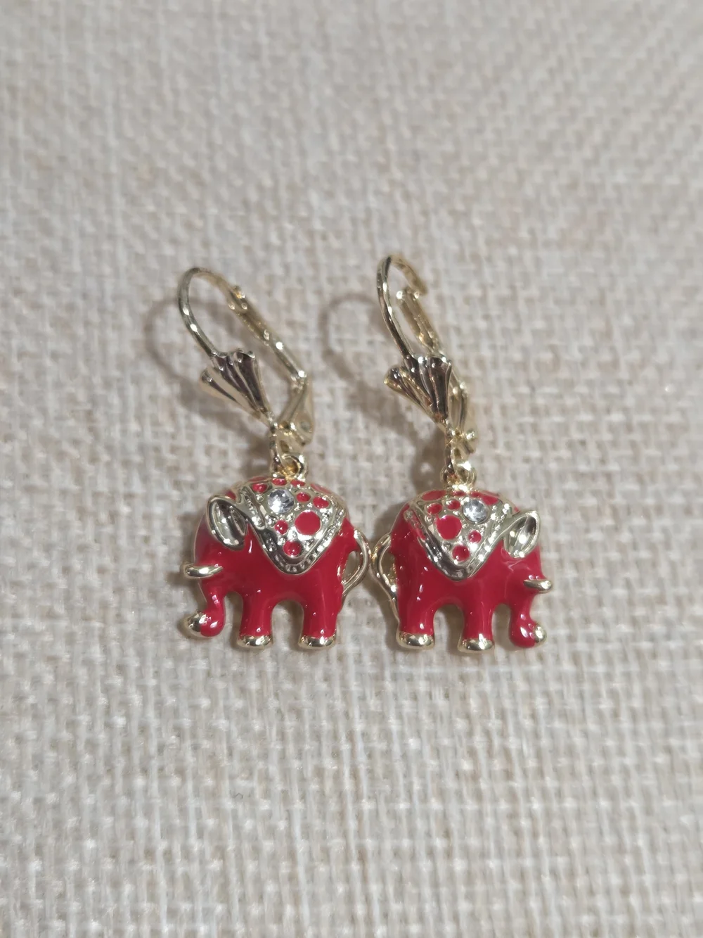 Red Elephant Dangle Earrings